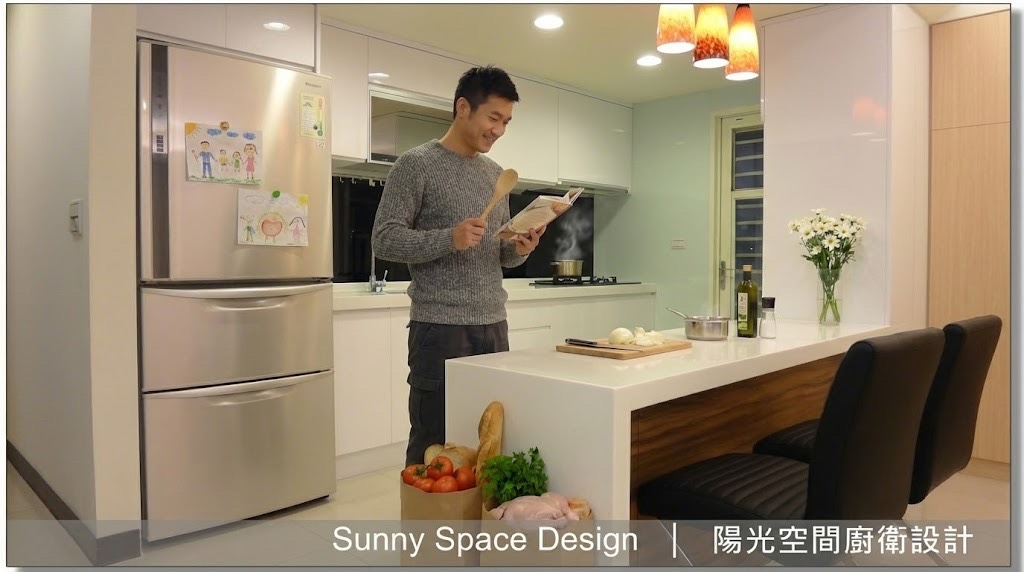 基隆樂利二街雜誌風廚房 × 中島吧檯 × 電器櫃｜陽光空間精品廚具