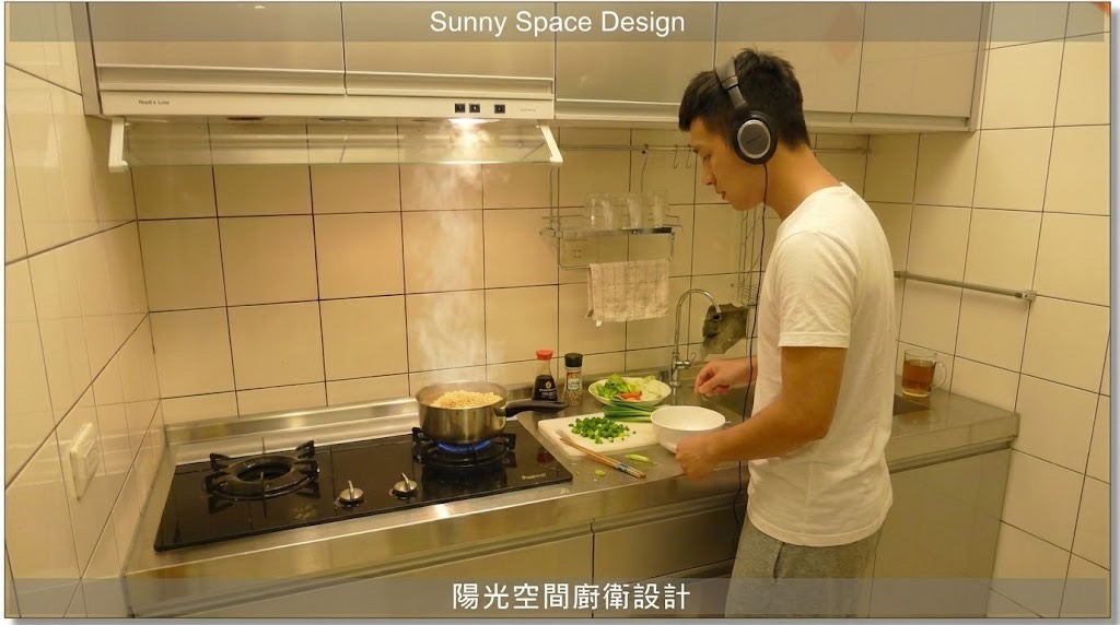 銀色不銹鋼 198cm 一字型廚具全景