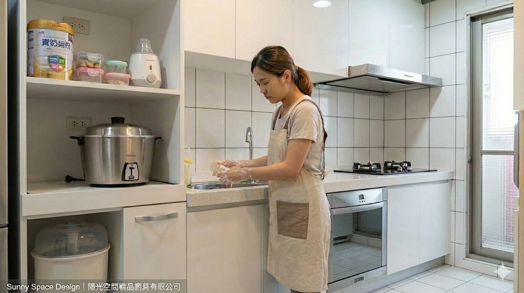 台北市民權東路六段白色一字型廚具完工照