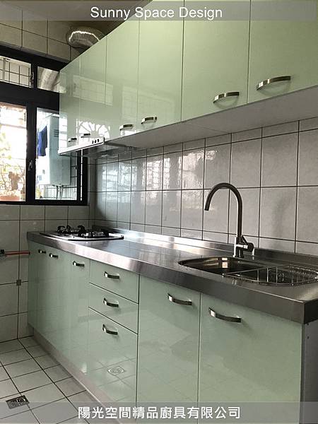 樹林太順街輕盈綠一字型廚具全景