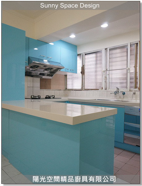 台北忠孝東路Tiffany藍ㄇ字型廚具完工全景