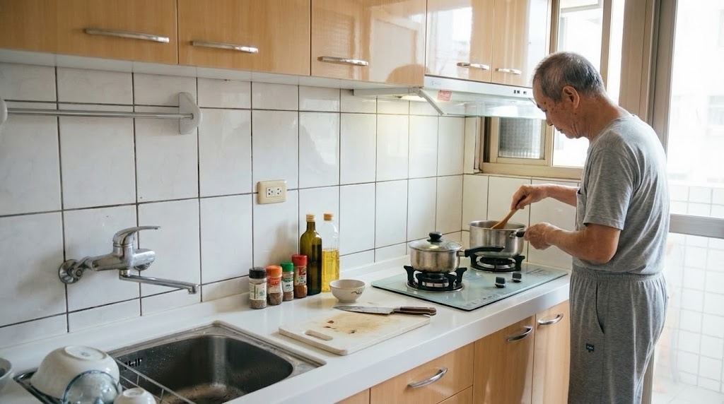 新莊一字型廚具 木紋水晶門板 高採光廚房｜陽光空間精品廚具