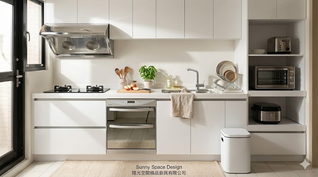新莊中榮街簡約白一字型廚房完工照