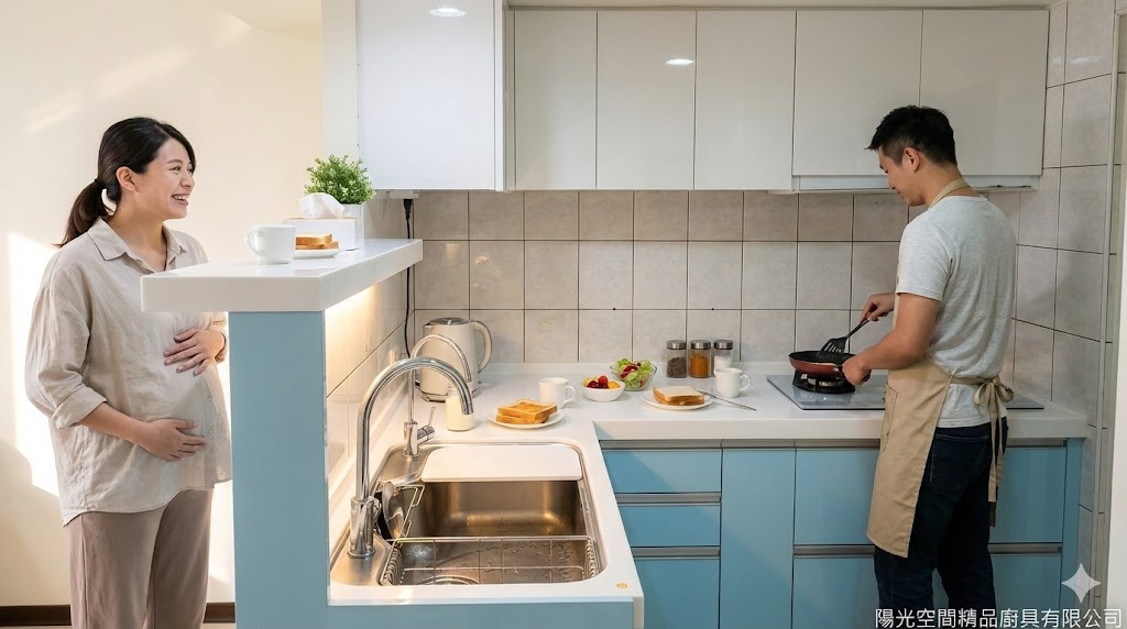 土城學府路L型廚具與雙層吧檯完工照