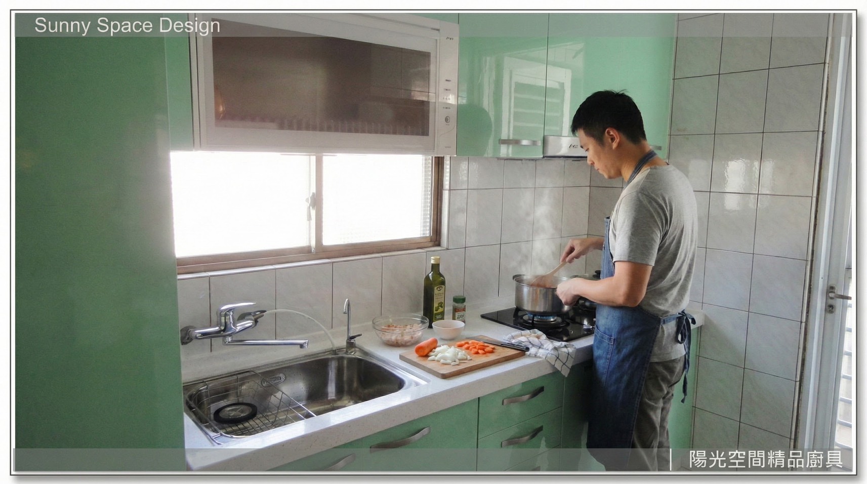 三重一字型工廠直營廚具 × 韓國人造石檯面 × 水晶門板｜陽光空間精品廚具