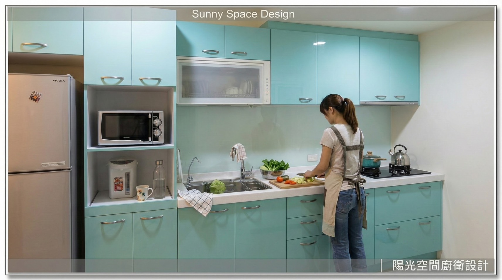 南京東路一字型廚具結晶鋼烤門板 x 豪山三機