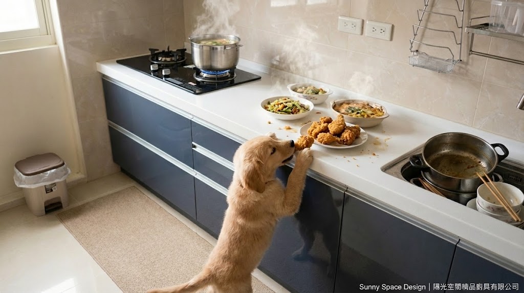 新莊新北大道沉穩深藍一字型廚具完工照