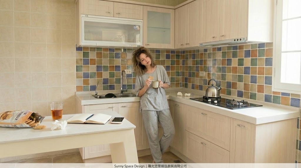 樹林復興路L型鄉村風廚房高壓門板馬賽克磚