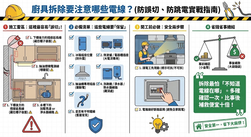 廚房拆除電線檢查示意圖