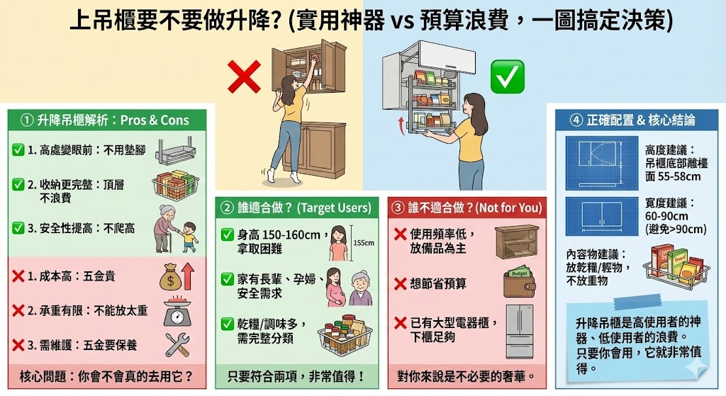 廚房升降吊櫃使用情境示意圖