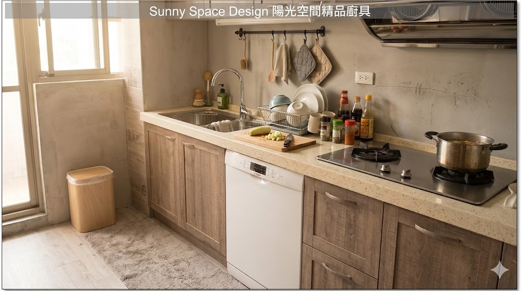 台北政大二街鄉村風木紋一字型廚具完工照