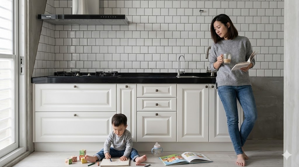 新莊豐盛一街紐約黑白風一字形廚具完工照