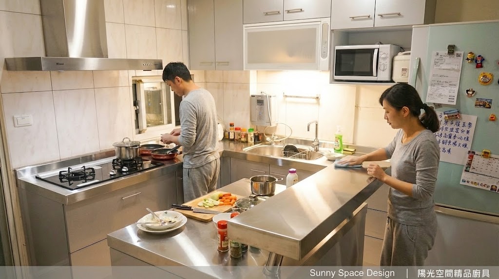 桃園龍昌路不鏽鋼廚具L型加中島完工照