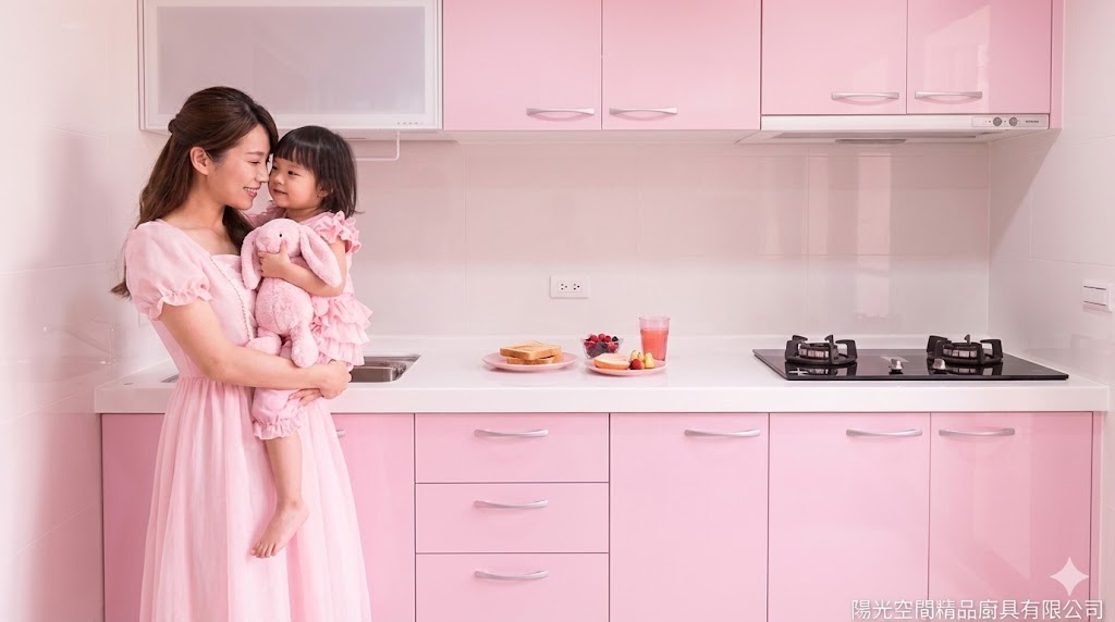 汐止粉紅公主風一字形廚具完工照