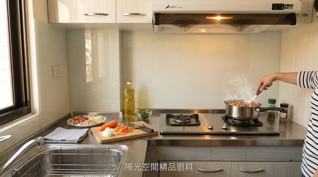 北投公家宿舍廚房改造 × 泥作基座 × 不銹鋼檯面｜陽光空間精品廚具
