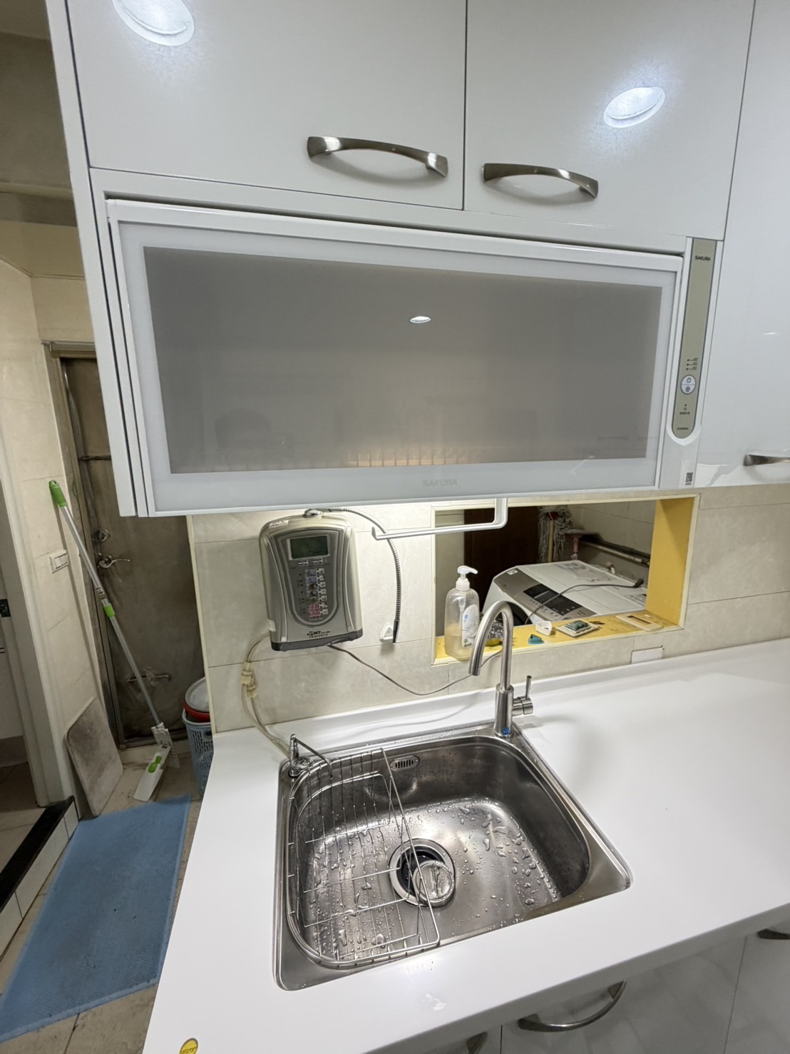 水槽與上掀式烘碗機 單水槽 韓國人造石檯面