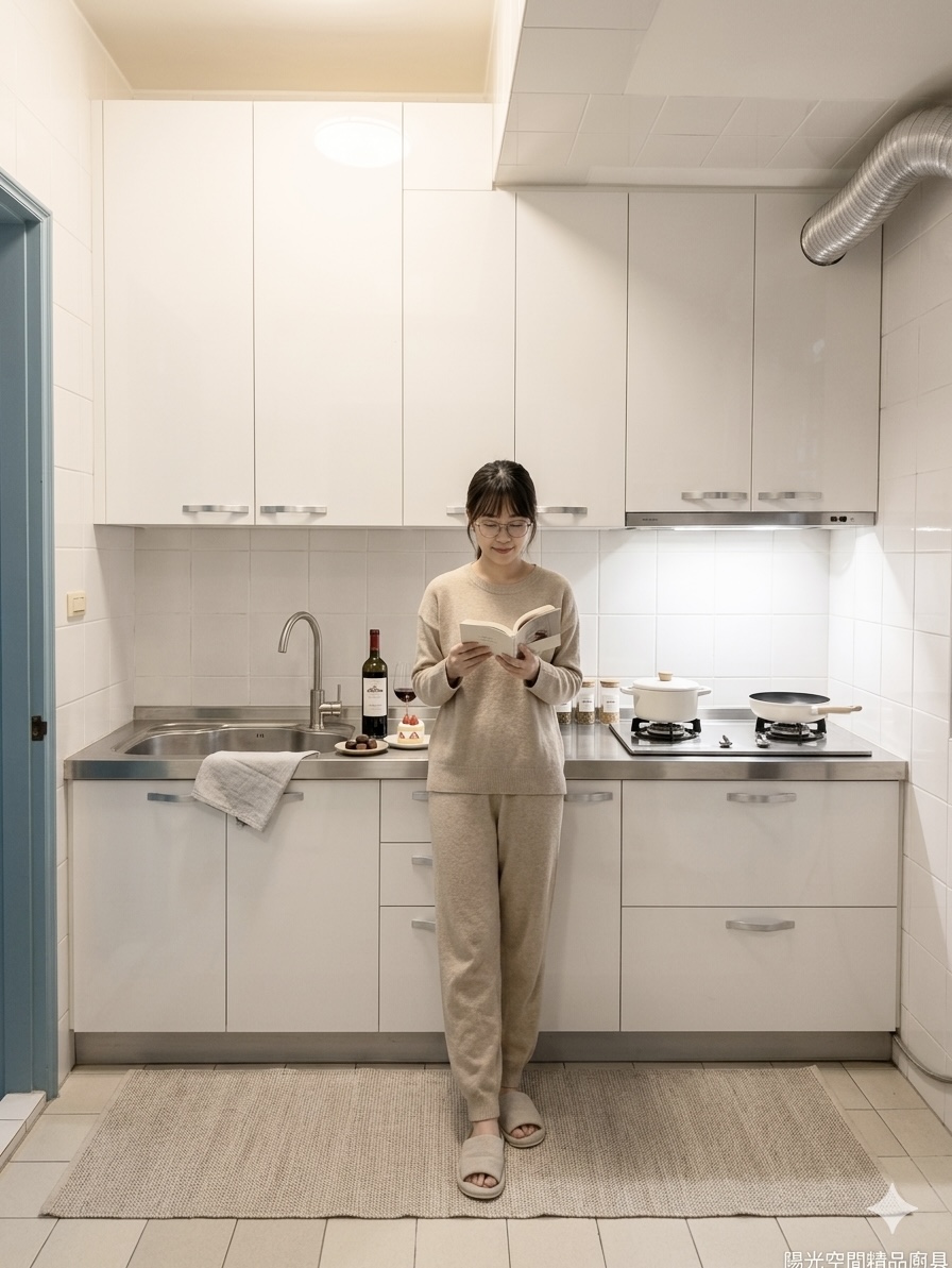 基隆暖暖街 一字型廚具 白色水晶門板 304不鏽鋼檯面