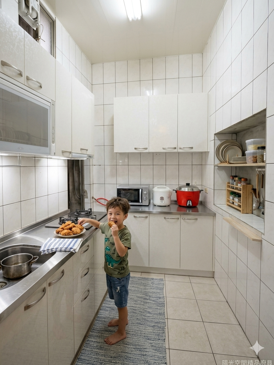 三重同安東街 白色簡約廚房 304不鏽鋼檯面 水晶門板