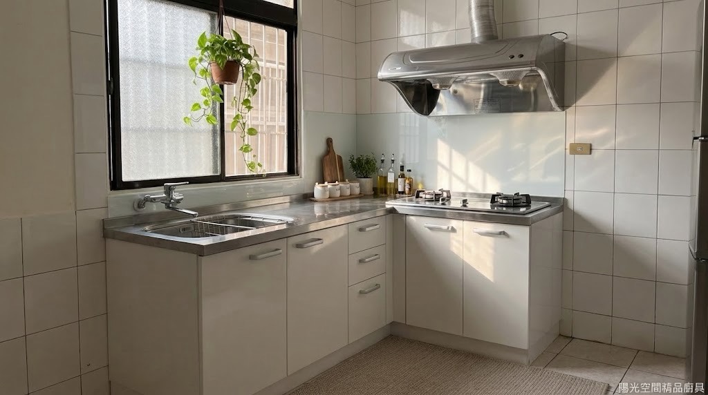 三重仁義街L型廚具 304不鏽鋼檯面 老屋明管客製化完工照