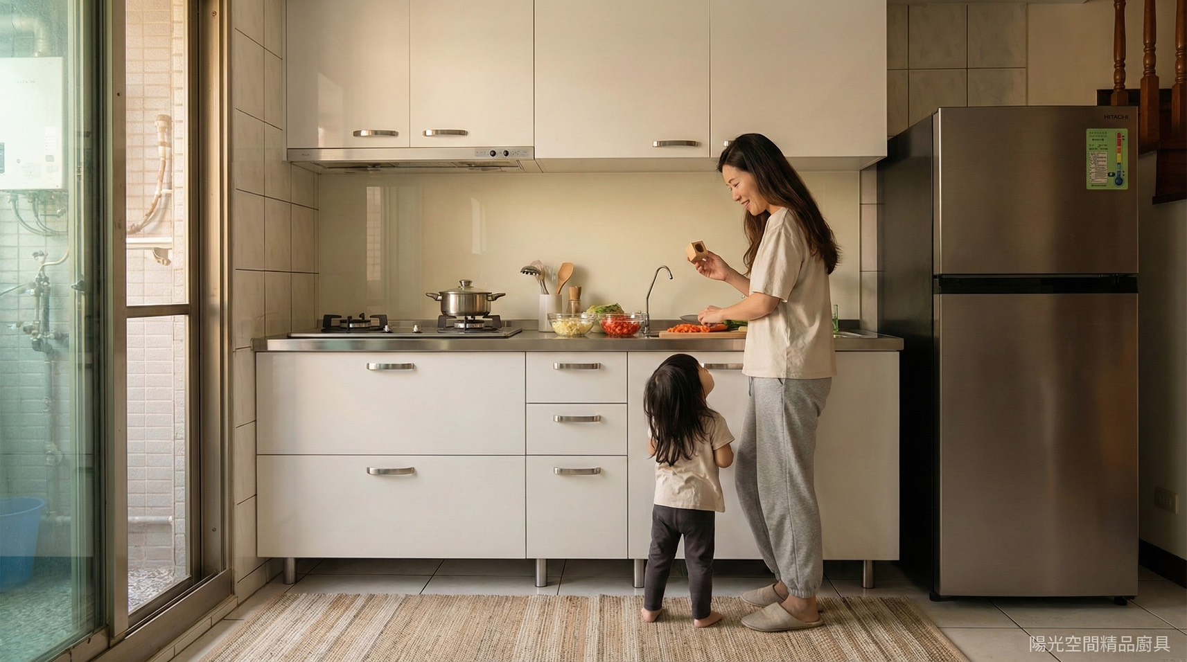 板橋文化路二段一字型廚房 白色水晶門板 完工全景 系統廚具｜陽光空間精品廚具