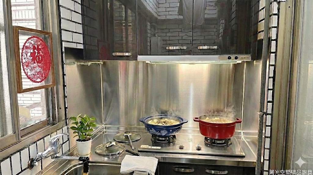 板橋南雅南路雙區廚房 室內水晶門板更新