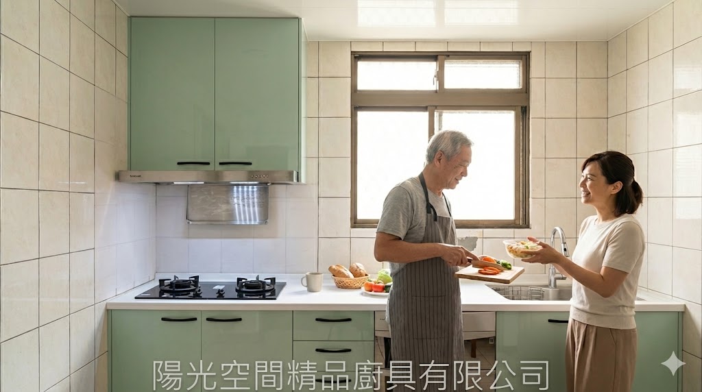 新北板橋廚具推薦案例｜270cm 一字型白木紋廚房完工情境照｜陽光空間精品廚具